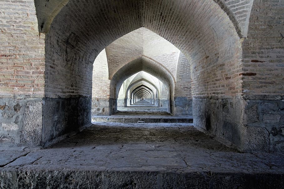 architectural photography of arch, iran, isfahan, si-o-seh pol bridge, HD wallpaper