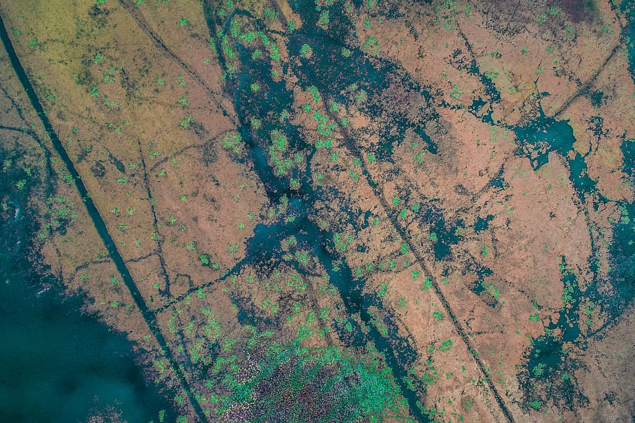 aerial photography of landform, untitled, pattern, red, blue HD wallpaper