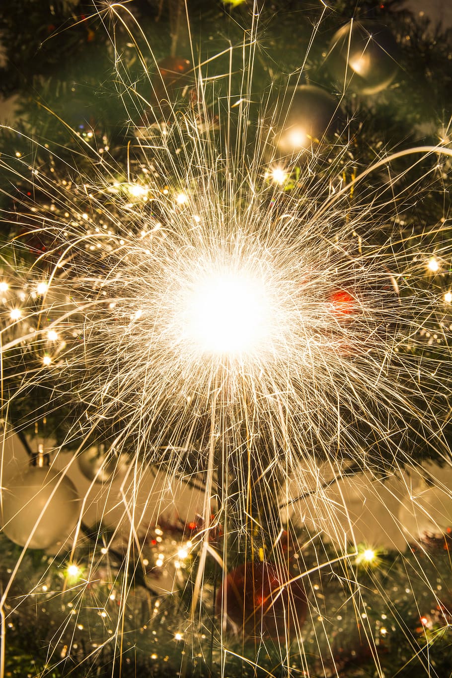 fireworks sparkler at nighttime, lights, glow, christmas, xmas HD wallpaper