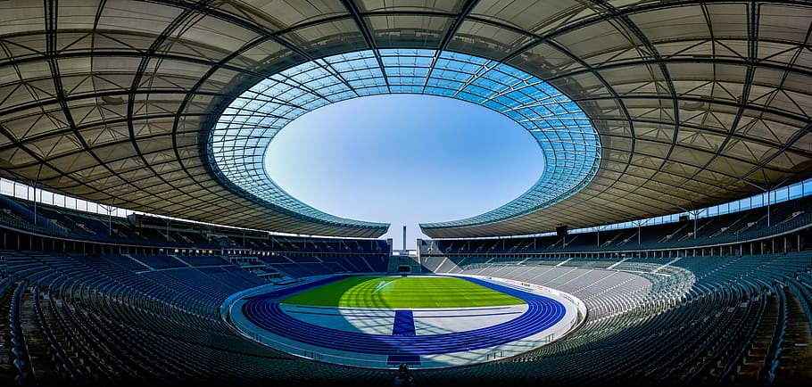 landscape photography of stadium, buildings, structure, architecture HD wallpaper