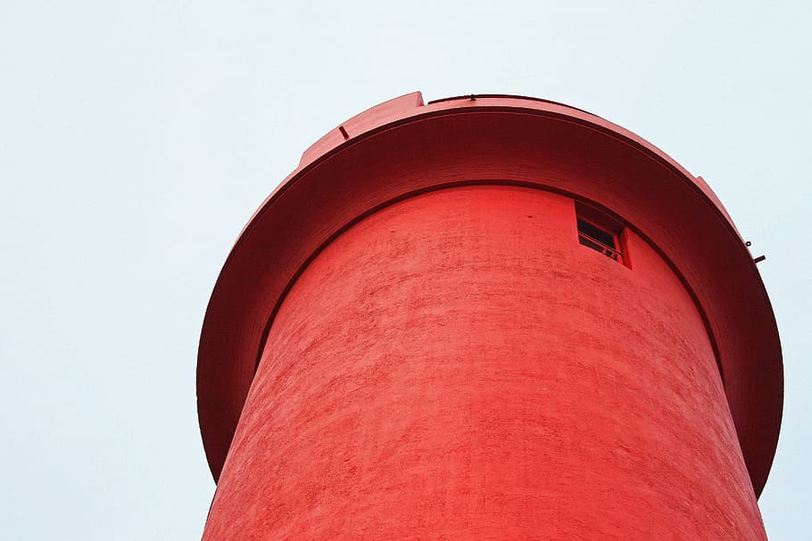 Lighthouse, Nautical, Beacon, White, red, tall, warning, clouds HD wallpaper