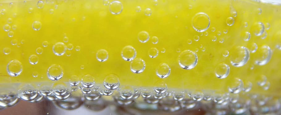 lemon, bubbles, cold drink, water, food and drink, close-up HD wallpaper