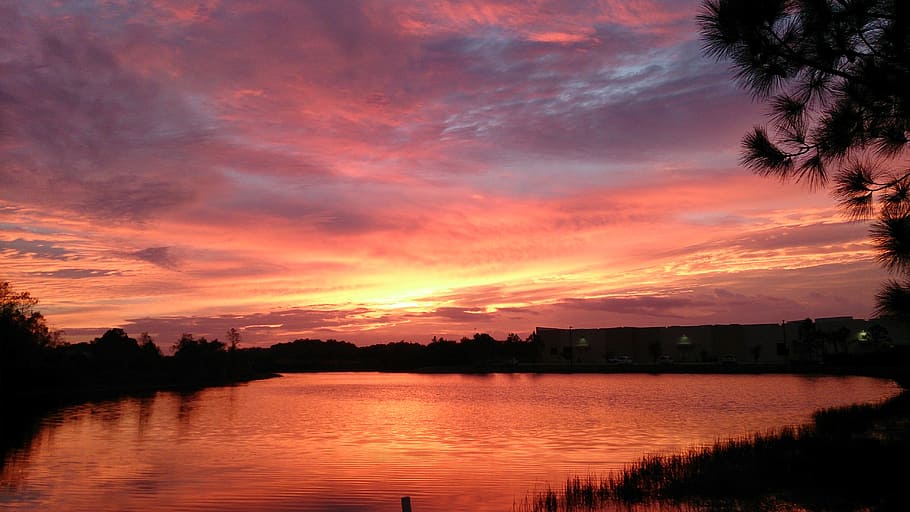 body of water, sunset, dawn, dusk, nature, sky, landscape, sunrise HD wallpaper