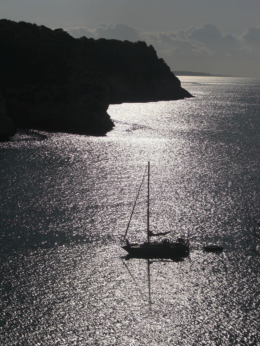 sunset, minorca, boat, water, sea, tranquility, tranquil scene HD wallpaper