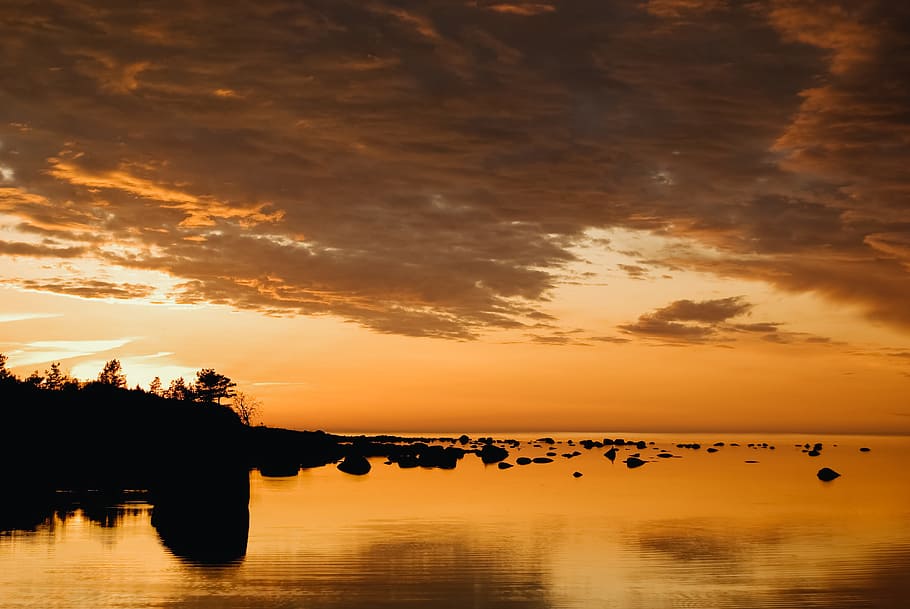 Sunset in Saaremaa, Estonia, landscape, nature, dusk, sea, sky HD wallpaper
