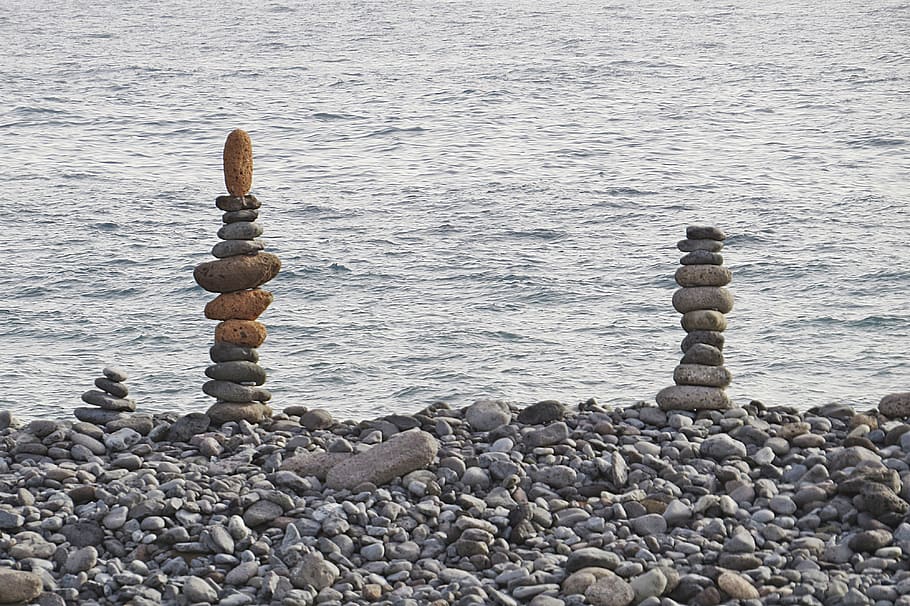 stability, waters, zen, stone, stone - object, pebble, rock HD wallpaper