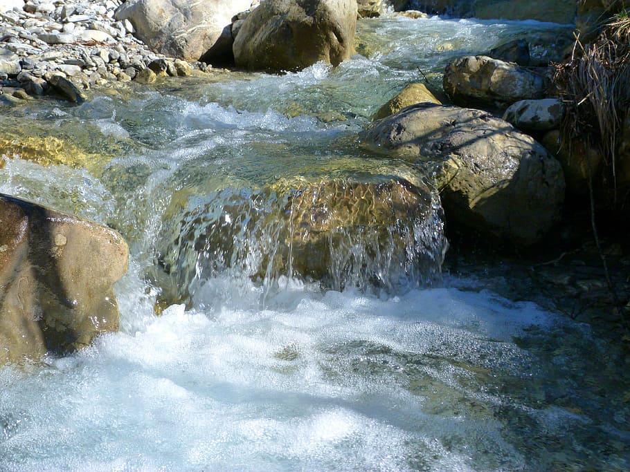 water, river, water courses, whirlpool, current, nature, alps, HD wallpaper