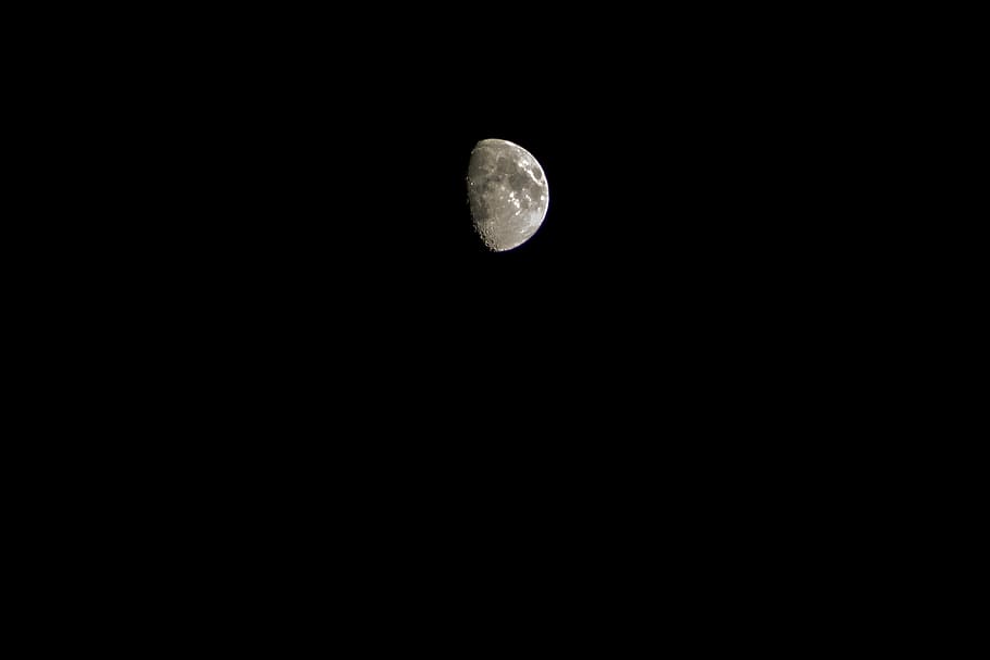 silver and diamond embellished ring, half-moon, night, dark, black HD wallpaper