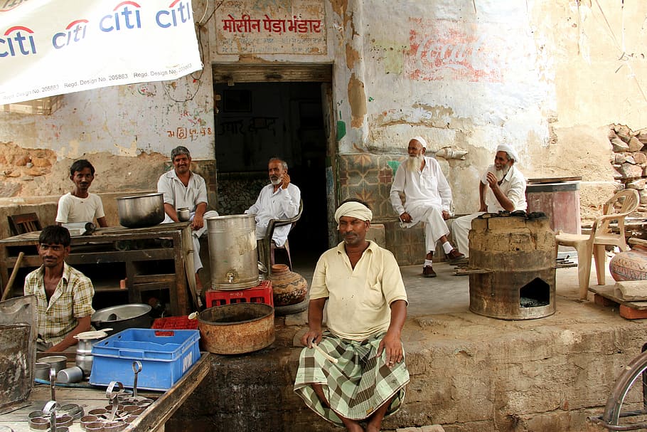 Rajasthan, Café, Scene, Man Group, café scene, adult, people, HD wallpaper