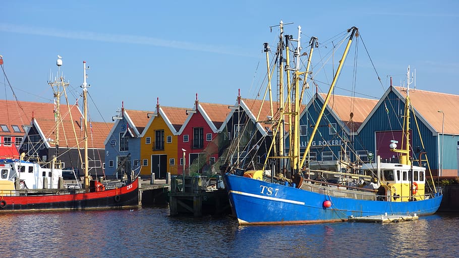 cottages, row, coloured, multicolour, colourful houses, warehouses HD wallpaper