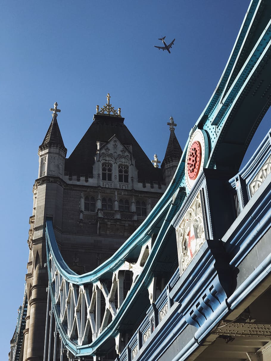 architecture, building, infrastructure, blue, sky, cross, bridge HD wallpaper