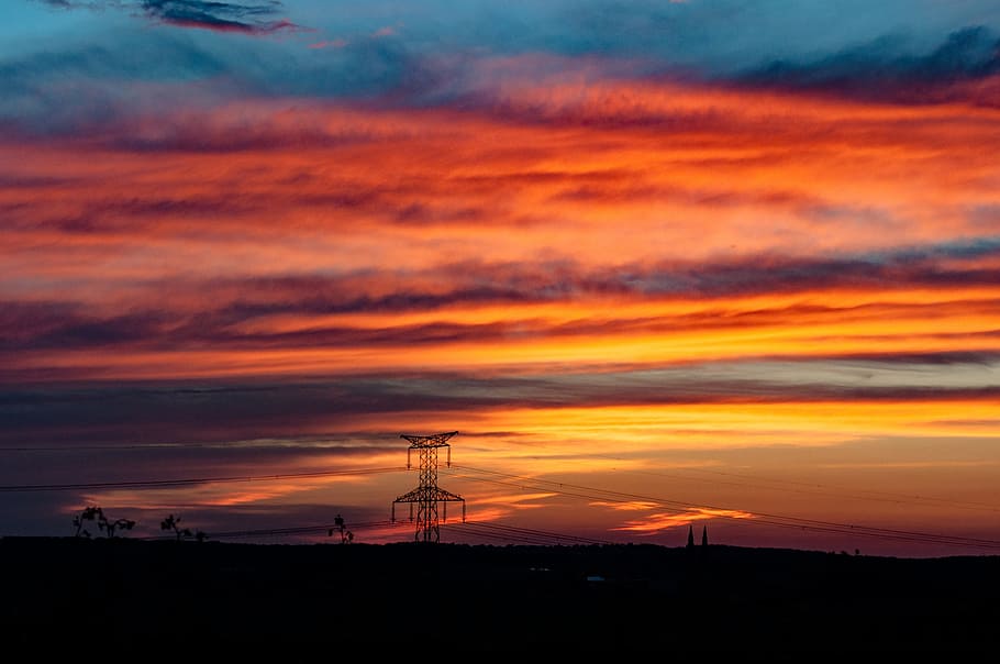 Sunset, Evening, Clouds, afterglow, evening sky, mood, landscape HD wallpaper