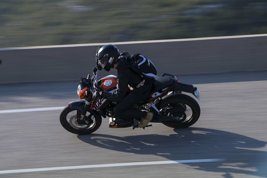 speed, motorcycle, ktm, duke, riding, one person, transportation HD wallpaper