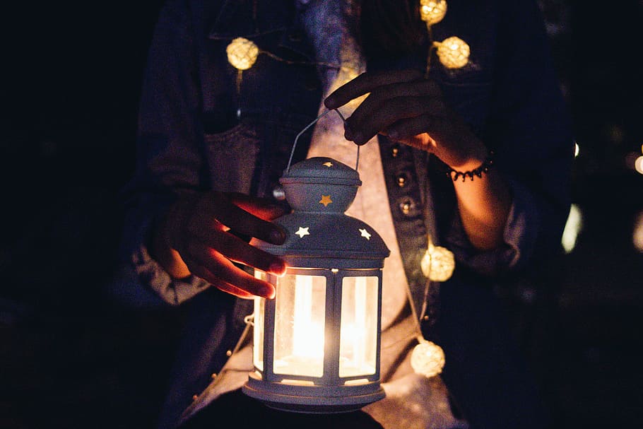 person holding candle lantern, person holding white lanter, light HD wallpaper