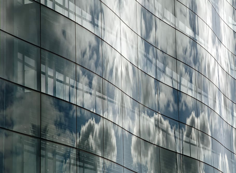 Windows, Reflection, Clouds, Glass, office, architecture, building HD wallpaper