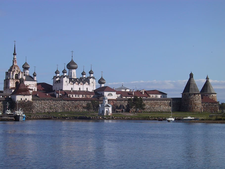 solovetsky, monastery, cupolas, russia, architecture, built structure HD wallpaper