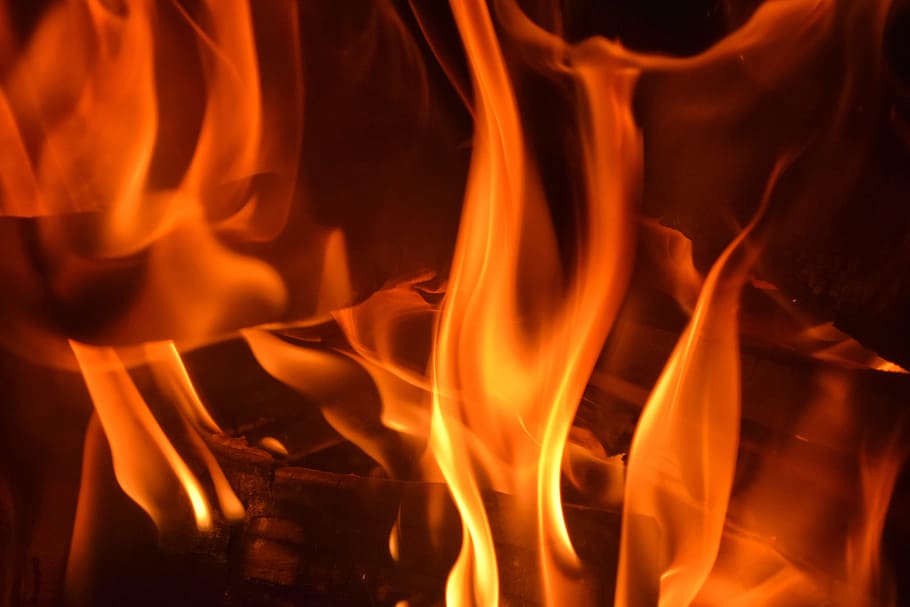 red fire illustration, open fire, flame, heat, fireplace, burn HD wallpaper