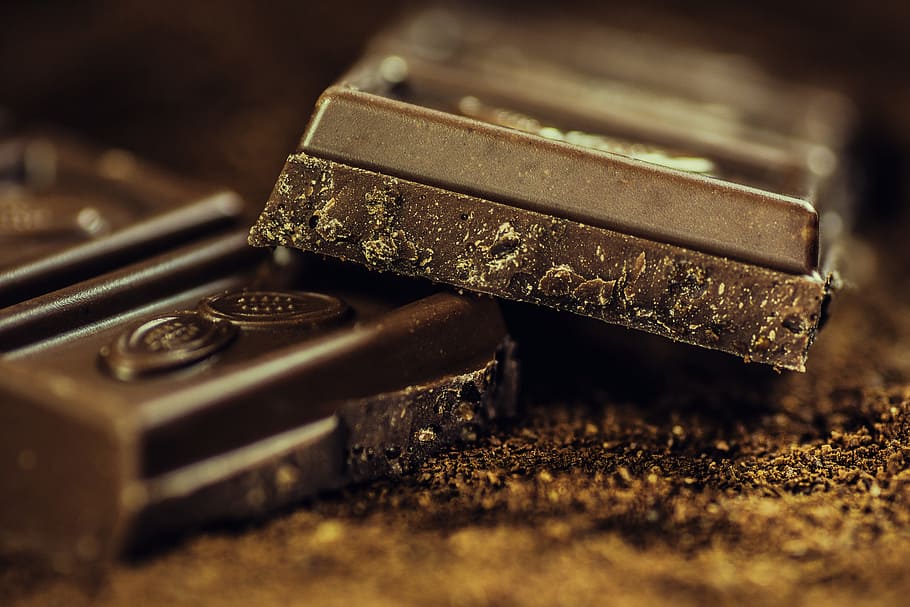macro shot of gold-colored ornament, chocolate, dark, coffee HD wallpaper