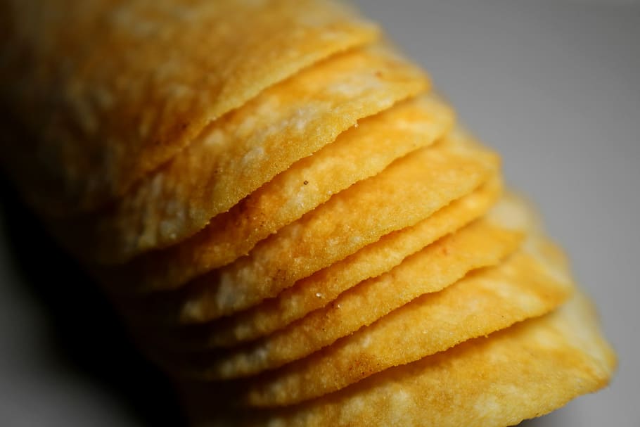 Chips, Stack, Yellow, stack of chips, potato chips, food, snack HD wallpaper