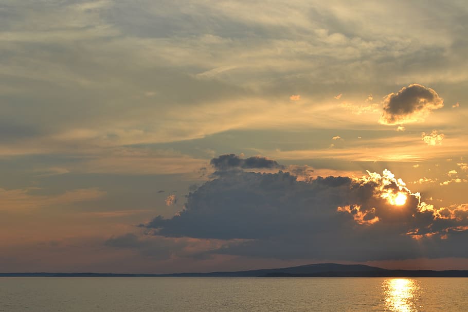 sunset, canada, nova, scotia, evening, dusk, ocean, water, clouds HD wallpaper
