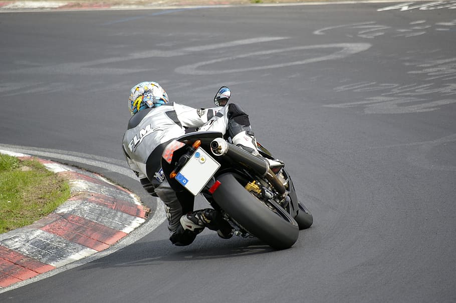 motorcycle, rear, nordschleife, angle, man, transportation HD wallpaper