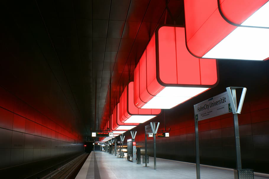 metro, hamburg, red, transportation, sign, architecture, mode of transportation HD wallpaper