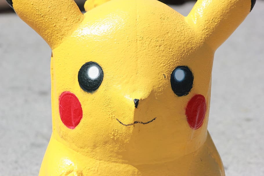 Pokemon Pikachu figurine, statue, art, yellow, representation HD wallpaper