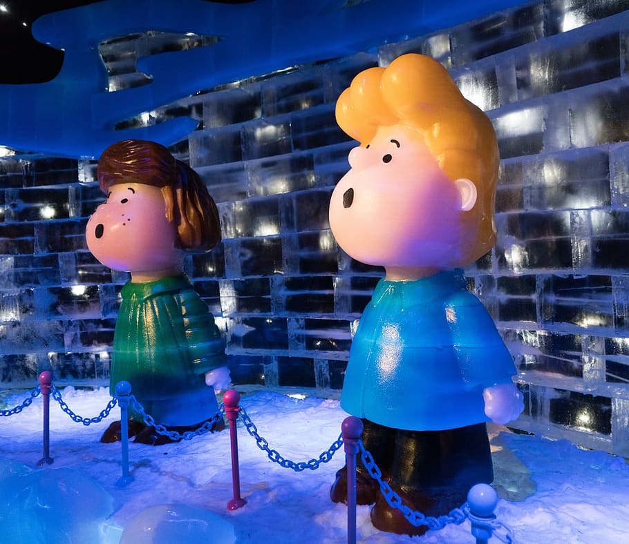 ice sculptures, gaylord palms, exhibit, charlie brown, christmas, HD wallpaper