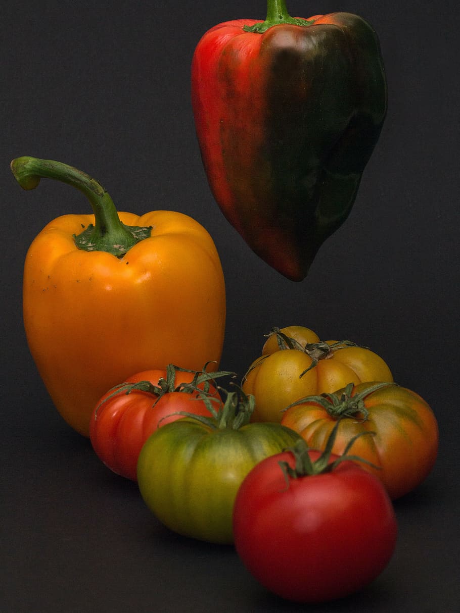 vegetables, macro, tomatoes, datailaufnahme, paprika, food and drink HD wallpaper