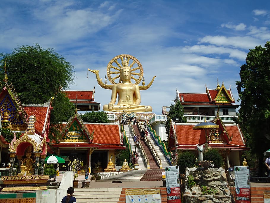 big buddha temple, koh samui, thailand, sculpture, art and craft, HD wallpaper