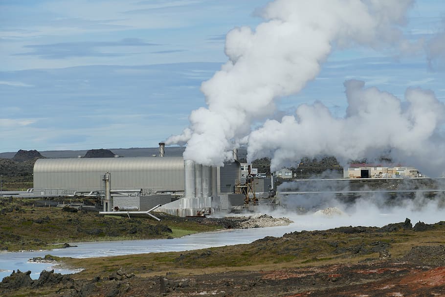 photo of factory, iceland, power plant, geothermal energy, geo thermal power plant, HD wallpaper