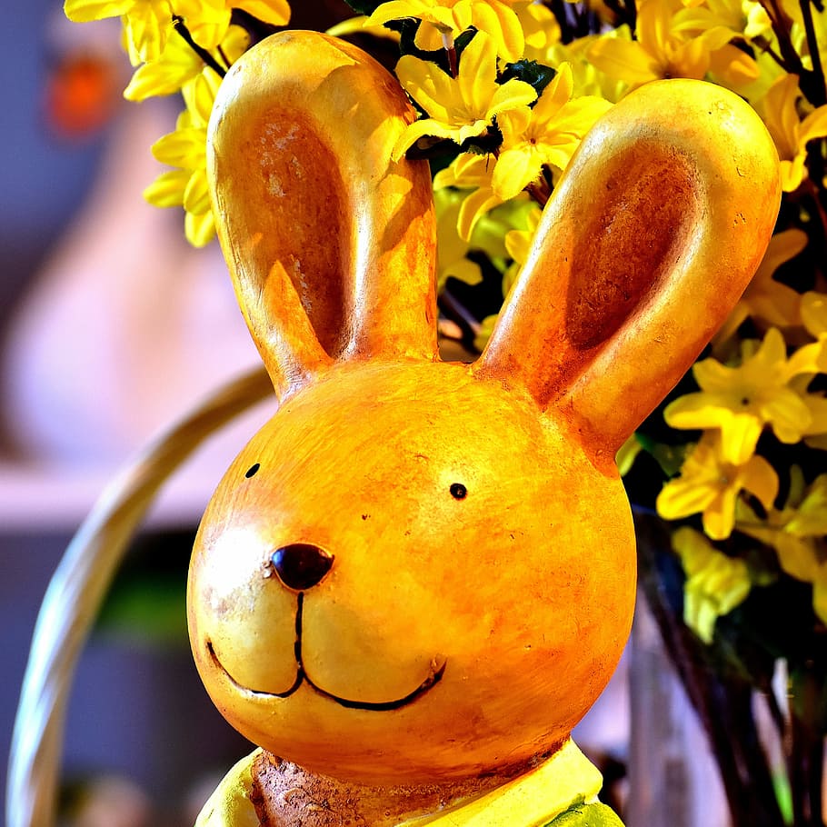 easter, hare, easter bunny, figure, cute, greeting card, spring HD wallpaper