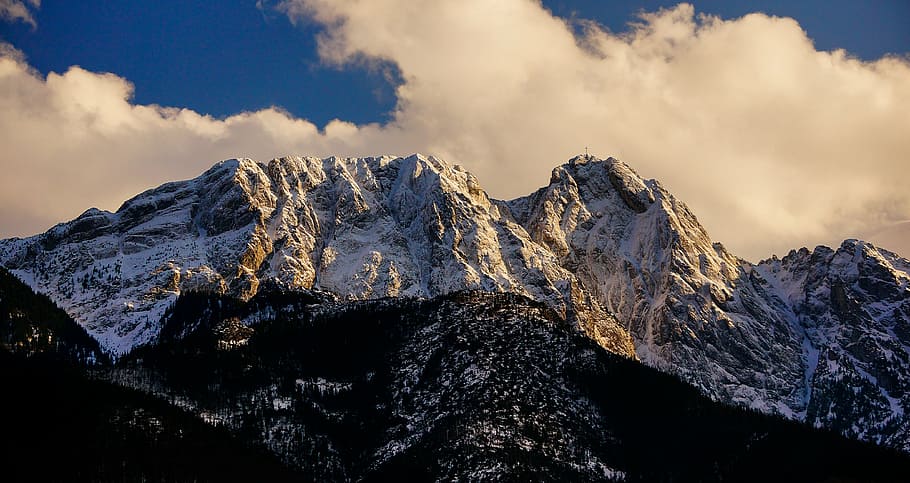 white and brown glacier mountain at day time, giewont, winter HD wallpaper