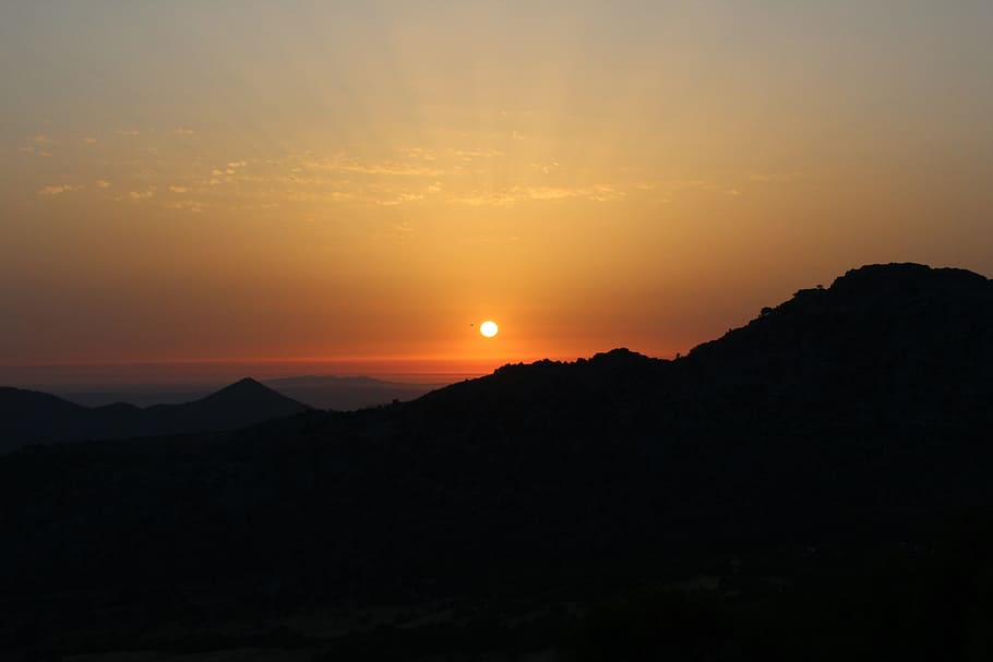 Sunset, Landscape, Mountain, mountain landscape, silhouette HD wallpaper