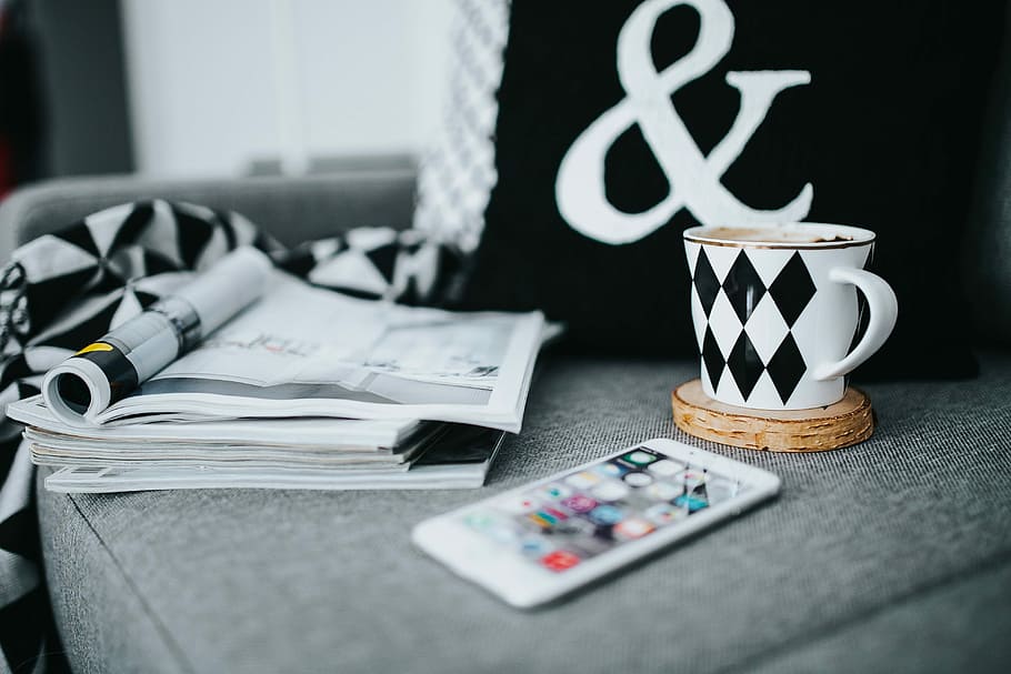 Resting with magazines and cup of coffee, interior, relaxing HD wallpaper