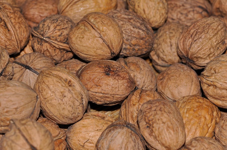 walnuts, food, healthy, fruit bowl, food and drink, full frame HD wallpaper