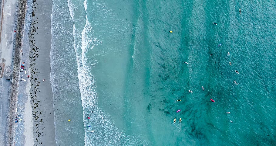 aerial photo of open sea, ocean, water, waves, nature, view HD wallpaper