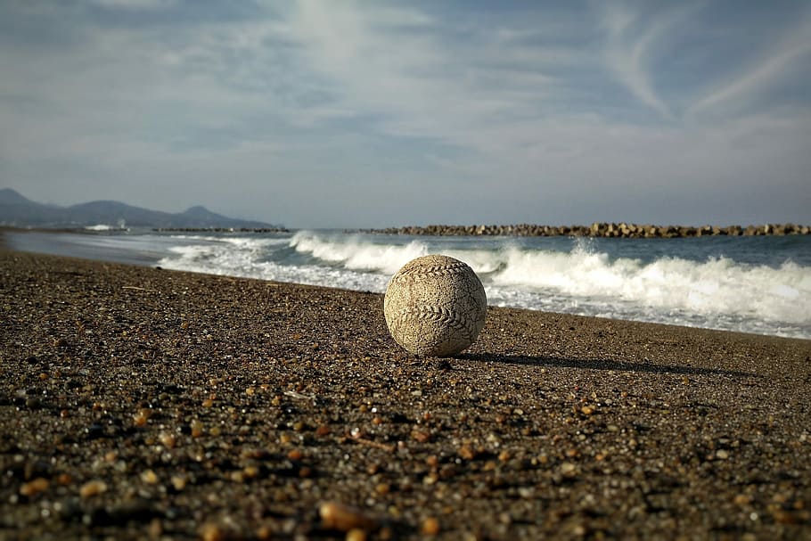 Sky, Cloud, Sea, Beach, Wave, Ball, natural, landscape, water, HD wallpaper