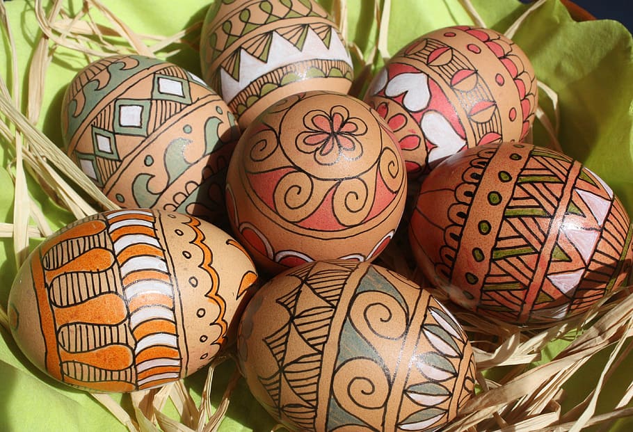 brown easter eggs, texture, ornament, colorful easter eggs HD wallpaper