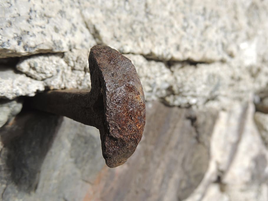 fixing, metal, iron, hack, wall, rusty, textured, close-up HD wallpaper