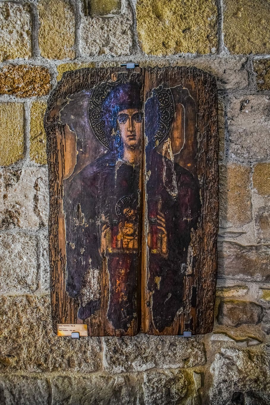 st paraskevi, icon, 16th century, old, damaged, weathered, wear, HD wallpaper