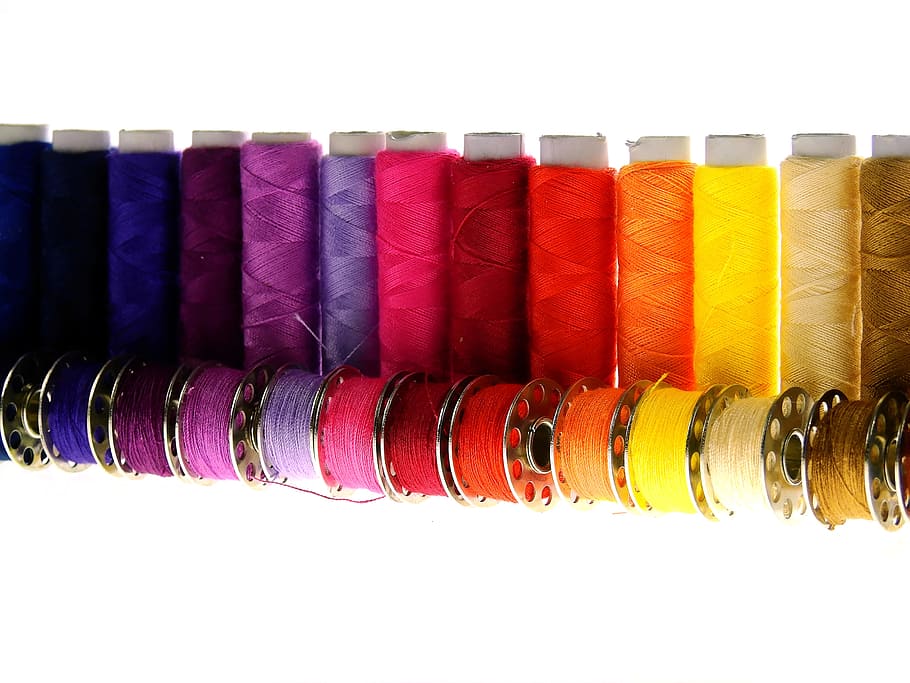 assorted-color thread lot, multicolored, yarn, sew, thread spool