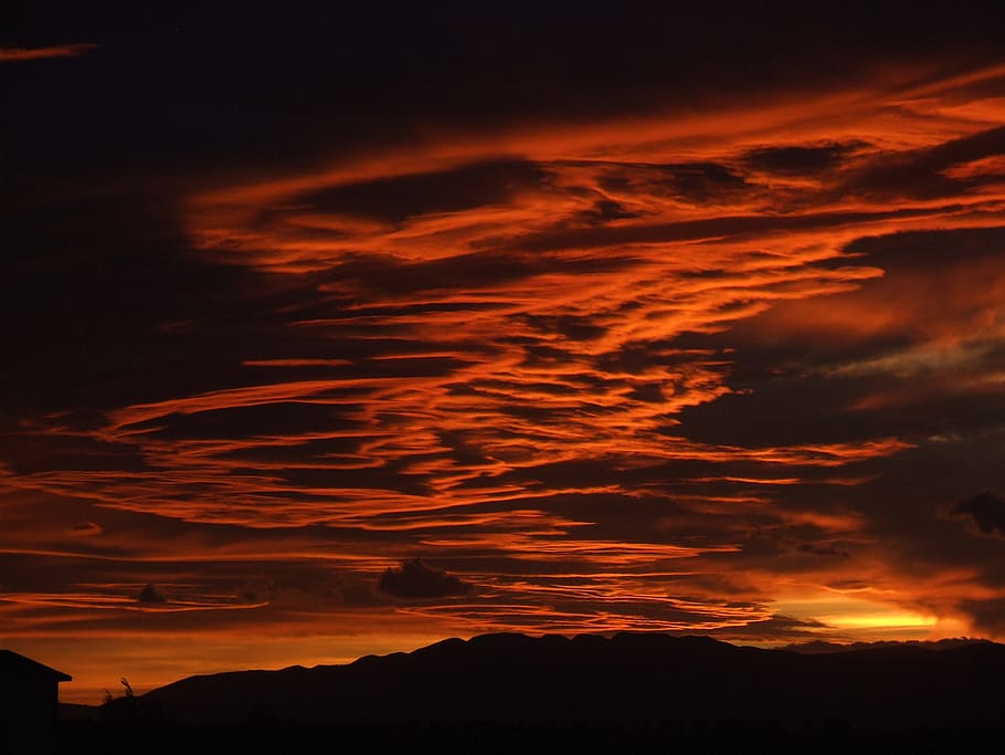 Spain, Tarragona, riumar, sky, sunset, silhouette, dramatic sky, HD wallpaper