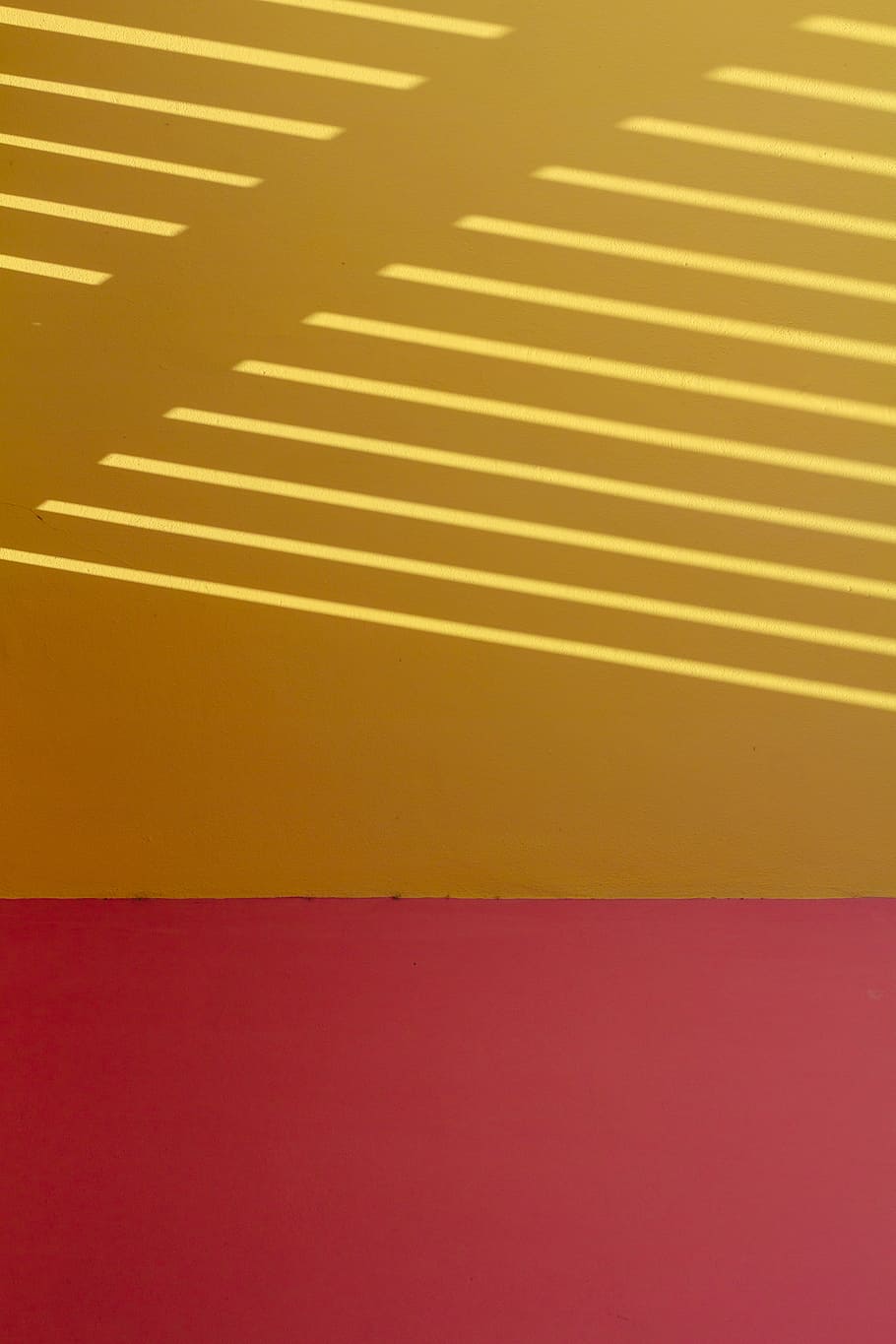 untitled, wall, shadow, minimal, yellow, red, colour, color, slat