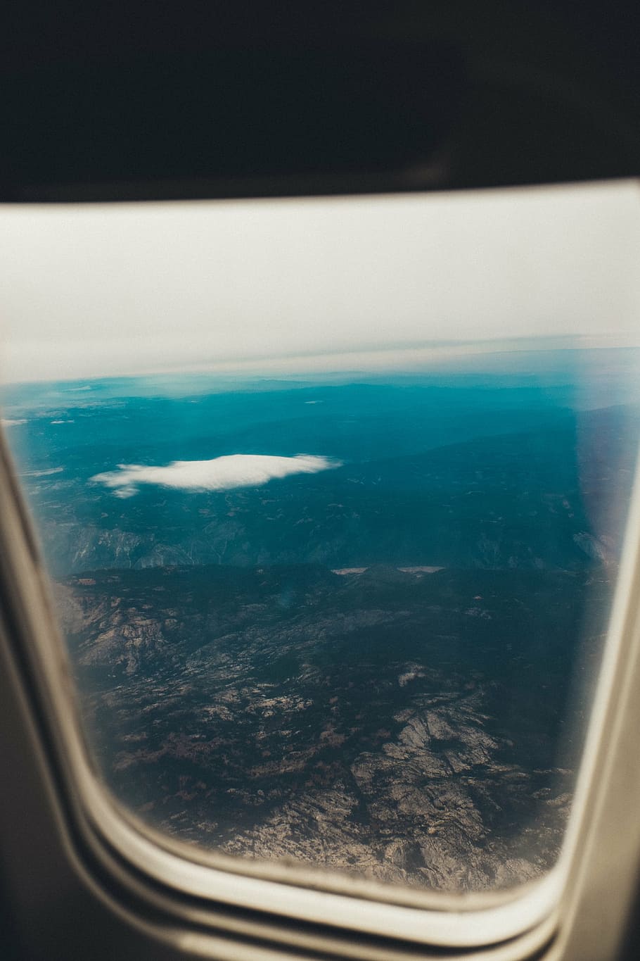 mountain view, photo, plane, window, brown, airplane, flying HD wallpaper