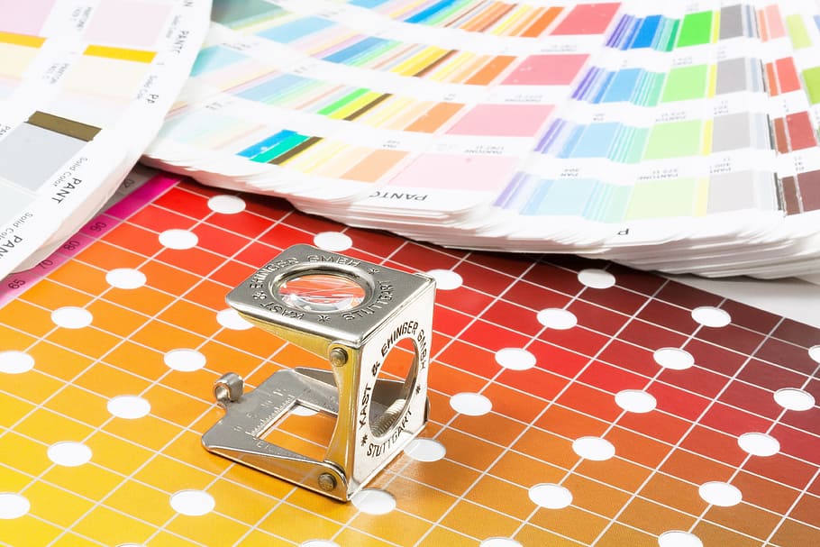 multicolored board game, color fan, pantone, printing inks, concentrated, HD wallpaper