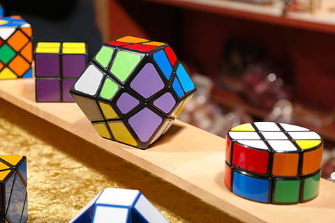assorted-color-and-shape Rubik's cubes, magic cube, patience games HD wallpaper