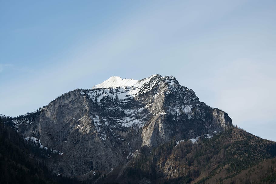mountain, alpine, sky, cloud, clouds, white, blue, grey, stone HD wallpaper