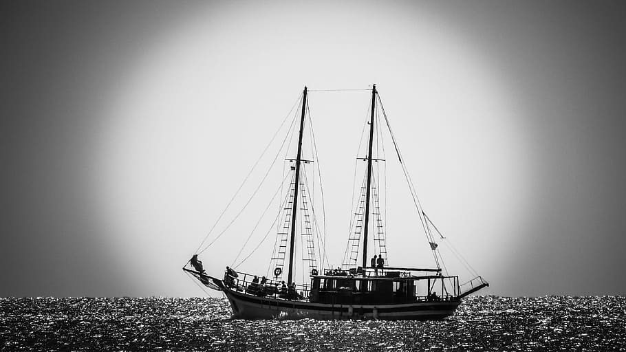 Boat, Traditional, Sea, Nautical, Caique, calm, horizon, nautical vessel, HD wallpaper