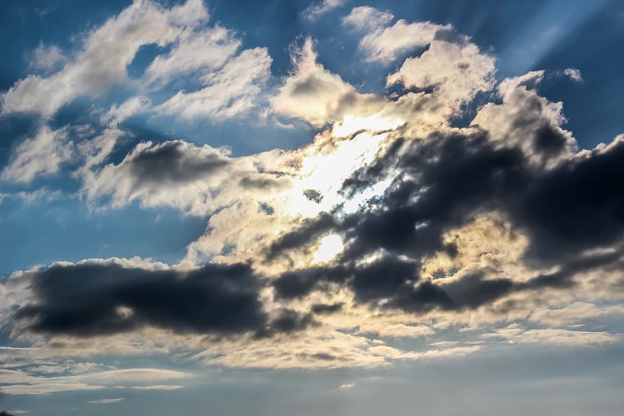 Cloud, Clouds, Sunshine, Blue Sky, day, sunset, sol, horizon HD wallpaper